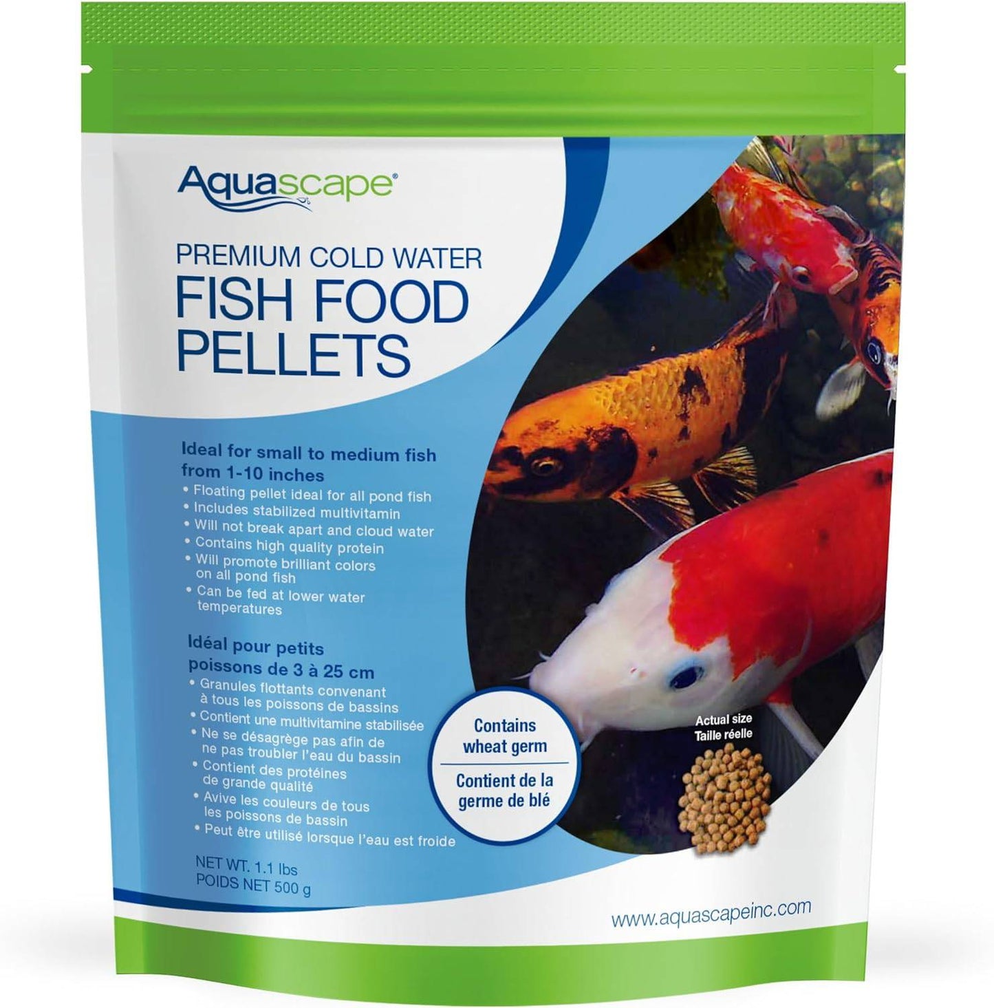 Aquascape Premium Cold Water Fish Food Pellets - Medium Pellets - (1) 1 kg Bag